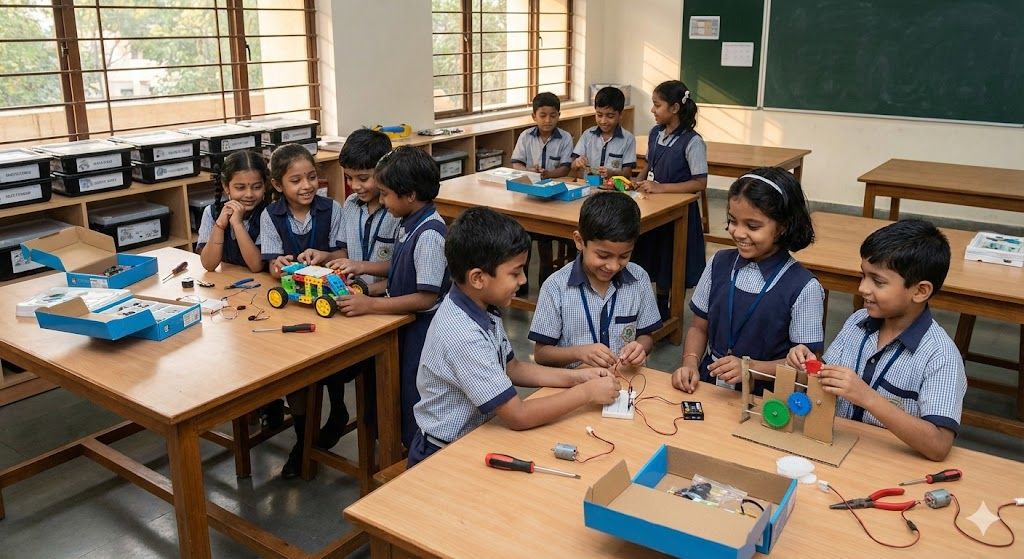 Class 6 student programming a robotic system in a Scaleopal Lab